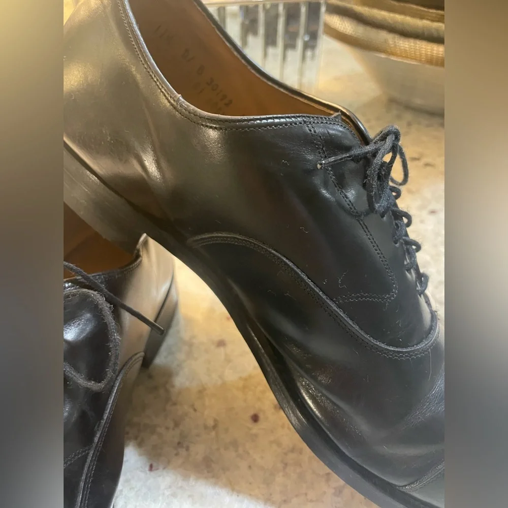 JOHNSTON & MURPHY MELTON CAP TOE TOSCANA LEATHER OXFORDS ITALY SIZE 11.5